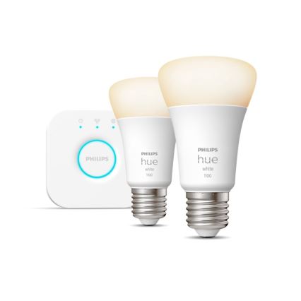 Philips Hue WHITE sākuma komplekts 2xE27/9,5W 2700K + Hue bridge