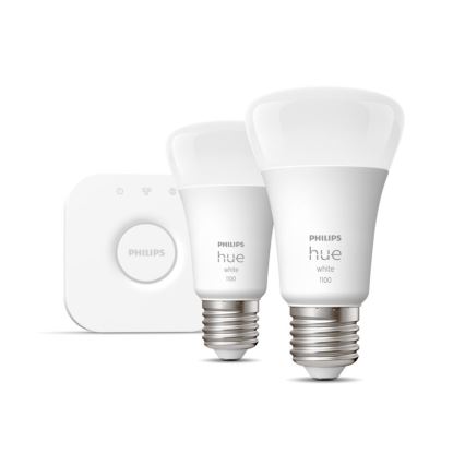 Philips Hue WHITE sākuma komplekts 2xE27/9,5W 2700K + Hue bridge