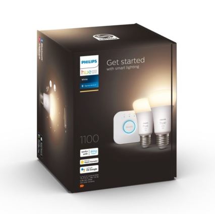 Philips Hue WHITE sākuma komplekts 2xE27/9,5W 2700K + Hue bridge