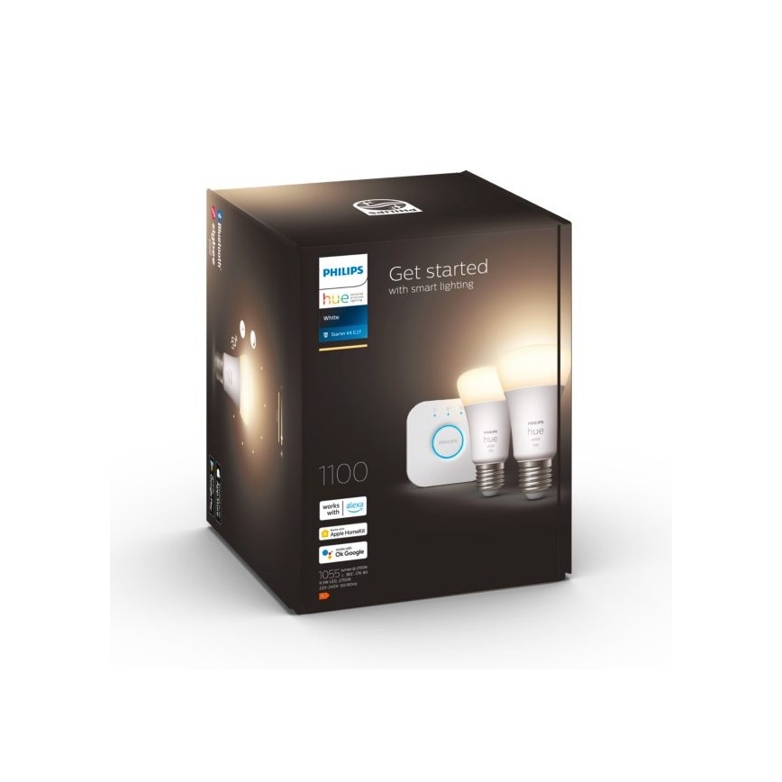 Philips Hue WHITE sākuma komplekts 2xE27/9,5W 2700K + Hue bridge