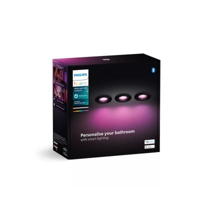 Philips - KOMPLEKTS 3x LED RGBW Regulējams vannas istabas griestu gaismeklis Hue XAMENTO 1xGU10/4,2W/230V 2000-6500K IP44