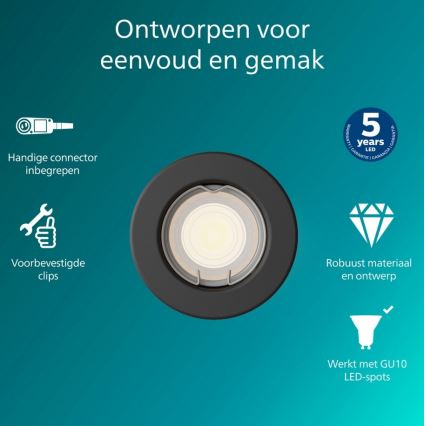 Philips - Iebūvējamā griestu lampa PERIDOT 1xGU10/7W/230V melna