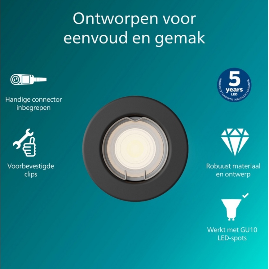 Philips - Iebūvējamā griestu lampa PERIDOT 1xGU10/7W/230V melna