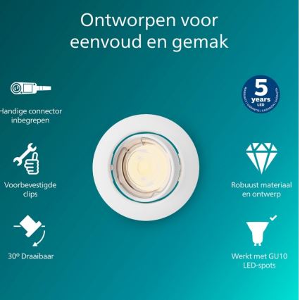 Philips - Iebūvējamais griestu gaismeklis PERIDOT 1xGU10/7W/230V balts