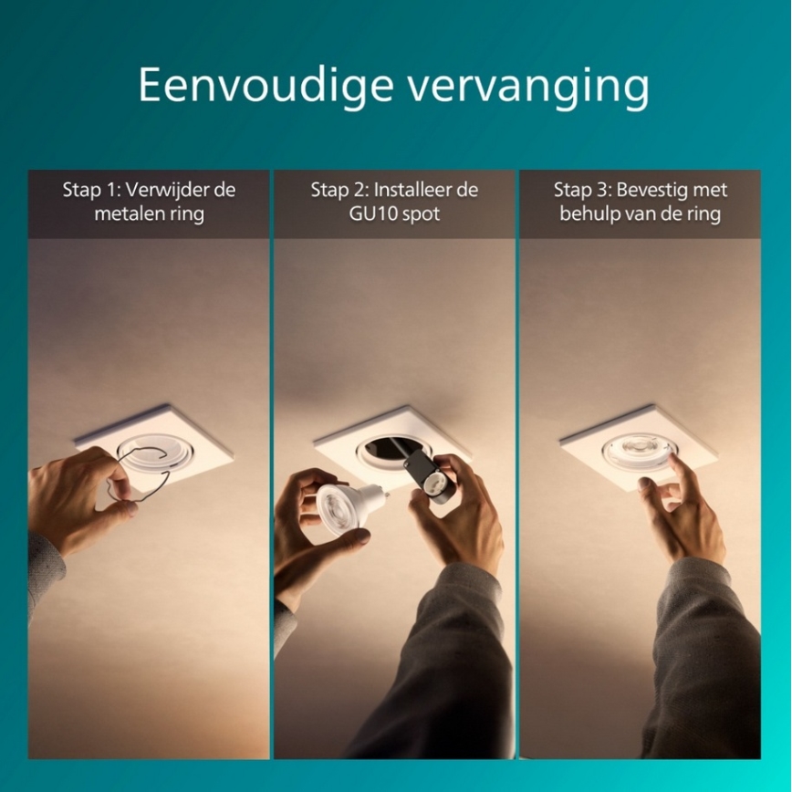 Philips - Iebūvējamais griestu gaismeklis PERIDOT 1xGU10/7W/230V balts