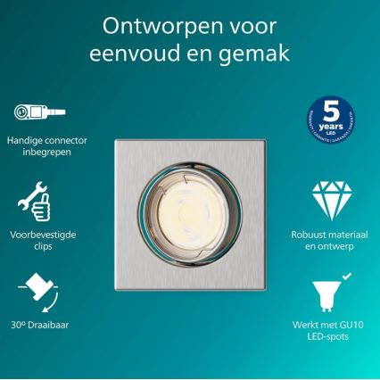Philips - Iebūvējamais griestu gaismeklis PERIDOT 1xGU10/7W/230V sudraba
