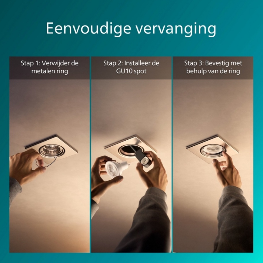 Philips - Iebūvējamais griestu gaismeklis PERIDOT 1xGU10/7W/230V sudraba