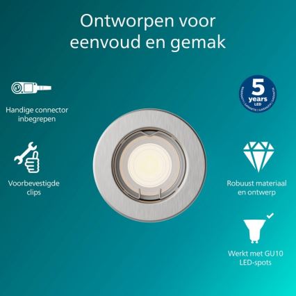Philips - Iebūvējamais griestu gaismeklis PERIDOT 1xGU10/7W/230V sudraba