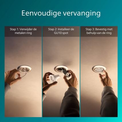 Philips - Iebūvējamais griestu gaismeklis PERIDOT 1xGU10/7W/230V, sudraba krāsā