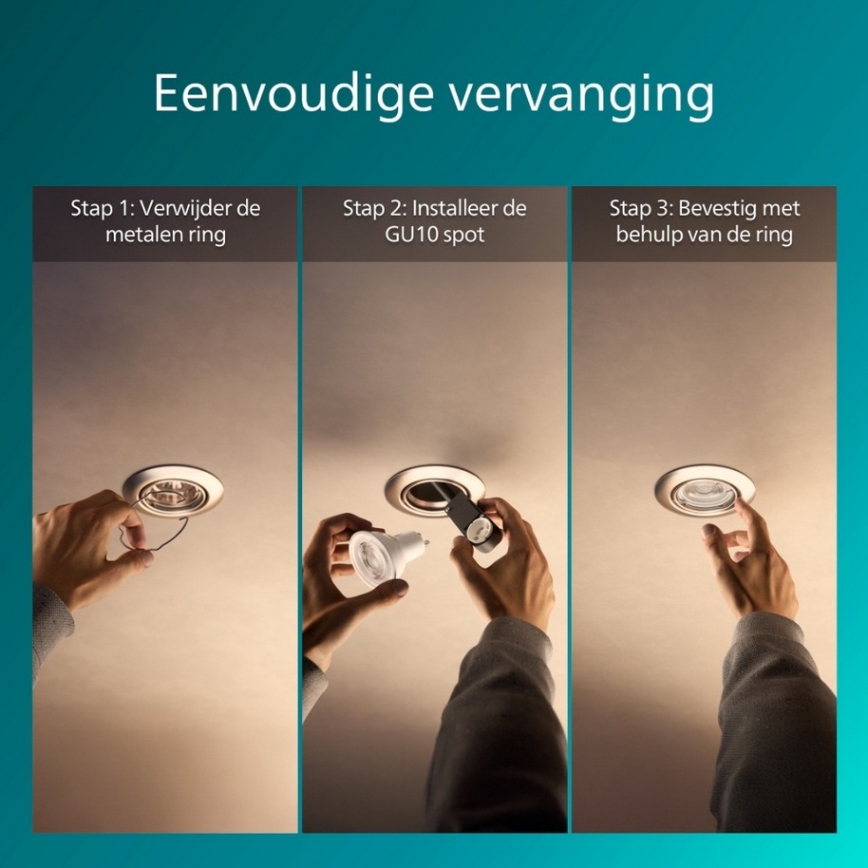 Philips - Iebūvējamais griestu gaismeklis PERIDOT 1xGU10/7W/230V, sudraba krāsā