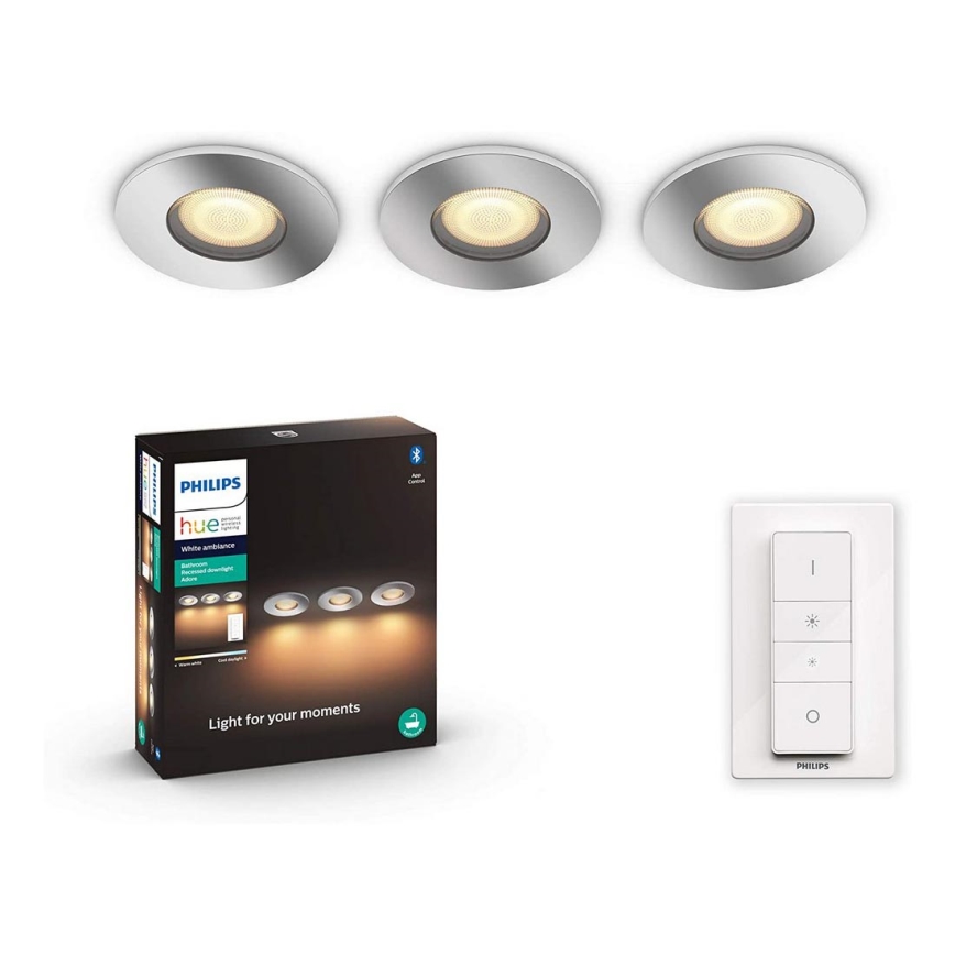 Philips - KOMPLEKT 3x LED Aptumšojams vannas istabas gaismeklis Hue ADORE 1xGU10/5W/230V IP44 + TP