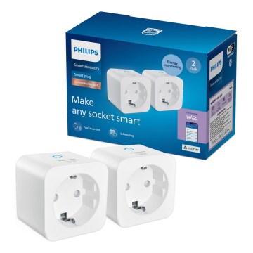 Philips - Komplekts: 2 viedas SCHUKO kontaktligzdas, 2300 W, Wi-Fi