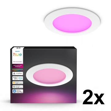 Philips - Komplekts 2x LED RGBW aptumšojami vannas istabas iebūvējamie gaismekļi Hue SLIM LED/12W/230V 2000-6500K balti IP44