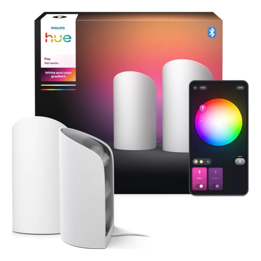 Philips - KOMPLEKTS 2x LED RGBW regulējams projekcijas gaismeklis Hue PLAY Wall Washer LED/20W/230V 2000–6500K balts