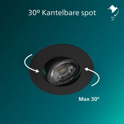 Philips - Komplekts 3x regulējami iebūvējamie LED griestu gaismekļi CILANTRO LED/5W/230V 4000K melni