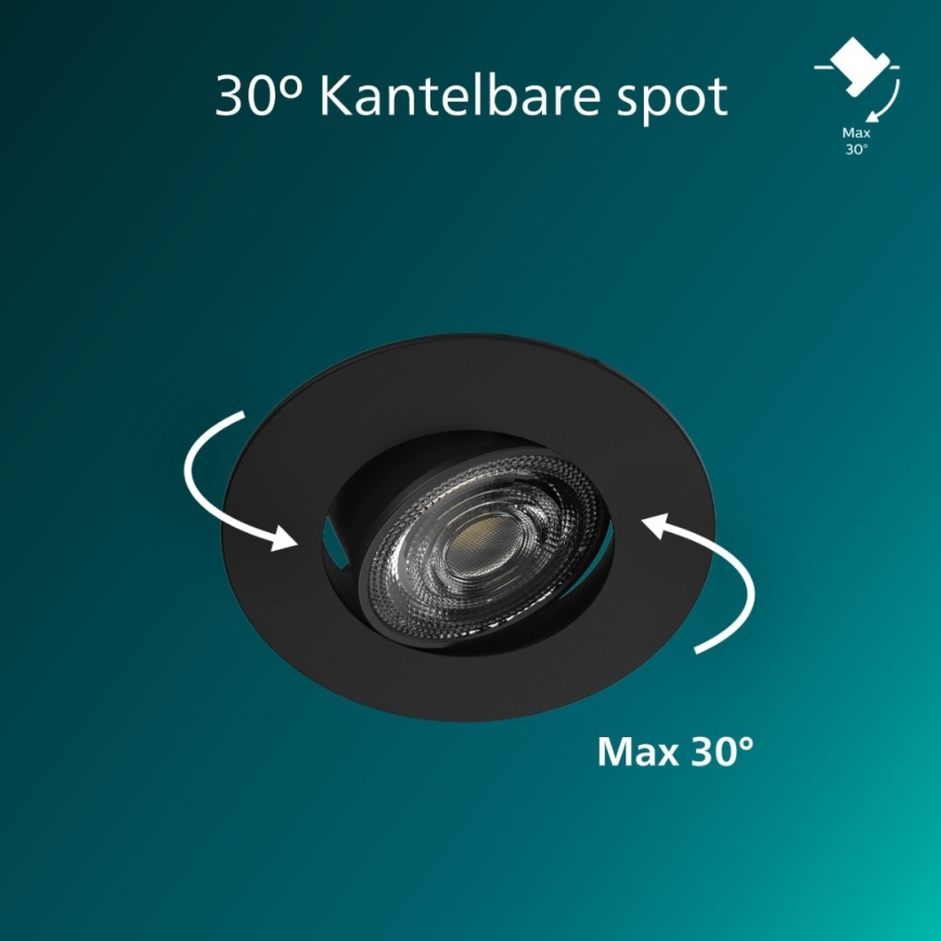 Philips - Komplekts 3x regulējami iebūvējamie LED griestu gaismekļi CILANTRO LED/5W/230V 4000K melni