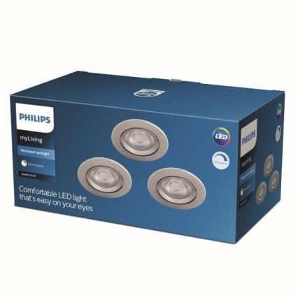 Philips - KOMPLEKTS 3x Aptumšojams iebgremdējams gaismeklis LED/5W/230V 2700K