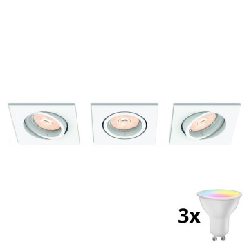 Philips - Komplekts: 3x dimējami LED RGBW iebūvējamie griestu gaismekļi 1xGU10/4,8W/230V, balti + tālvadības pults