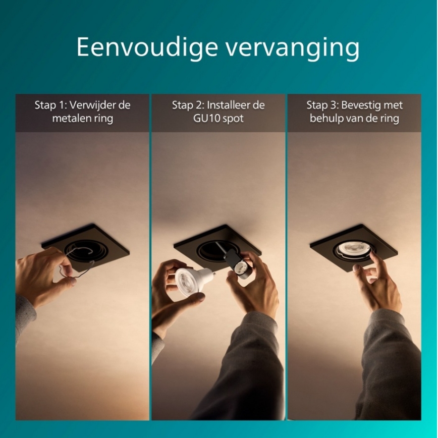 Philips - komplekts 3x iebūvējamais griestu gaismeklis PERIDOT 1xGU10/7W/230V melns