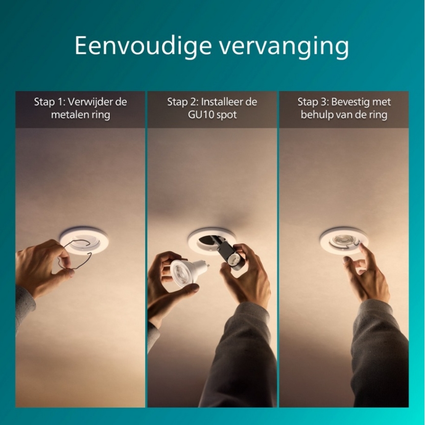 Philips - komplekts 3x iebūvējami griestu gaismekļi PERIDOT, 1x GU10/7W/230V, balti