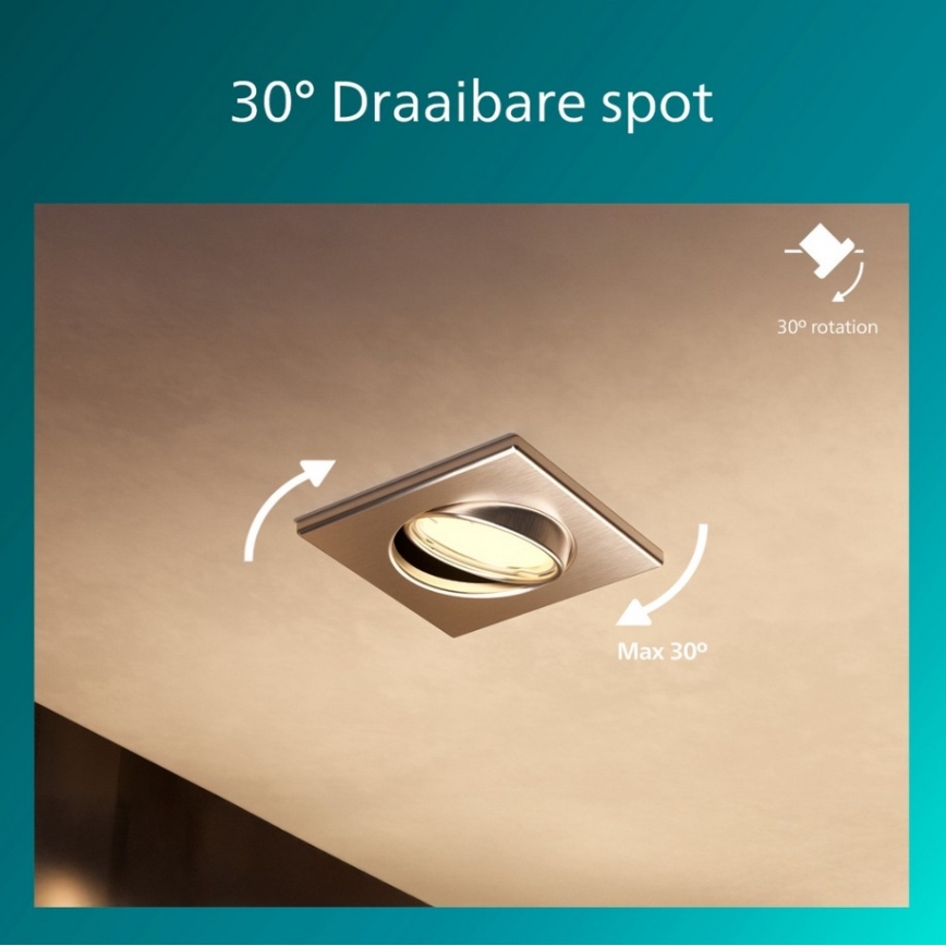 Philips - komplekts 3x iebūvējami griestu gaismekļi PERIDOT 1xGU10/7W/230V sudraba krāsā