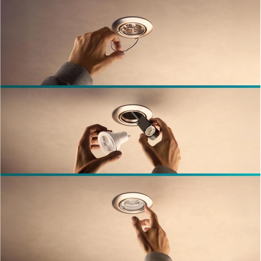 Philips - komplekts 3x iebūvējamie gaismekļi PERIDOT 1xGU10/7W/230V balti