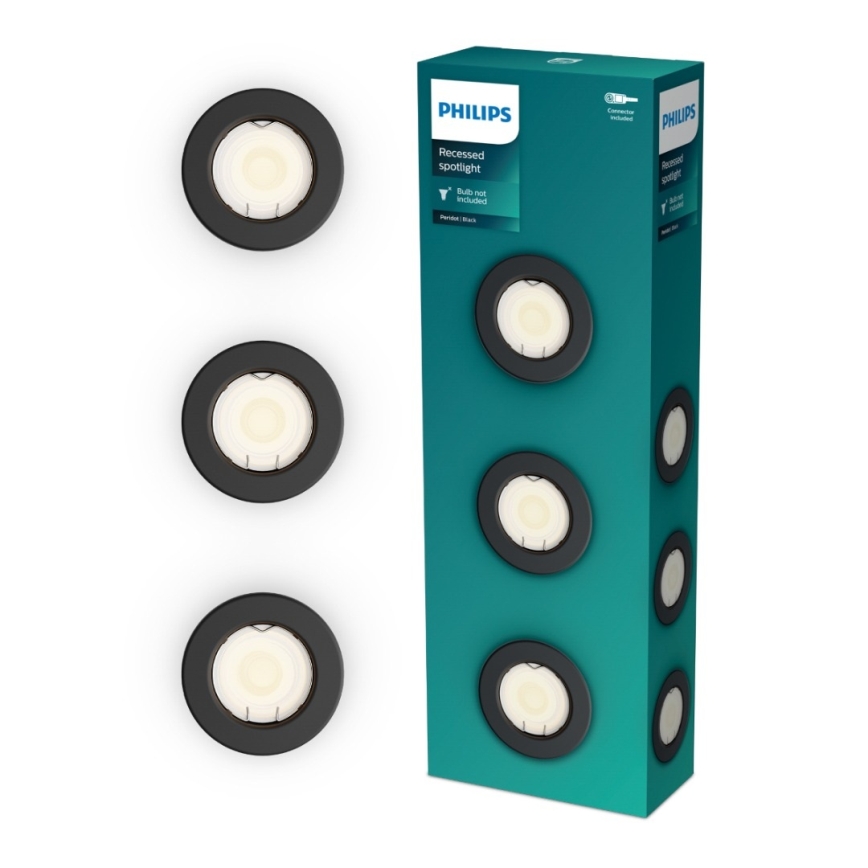 Philips - komplekts 3x iebūvējamie griestu gaismekļi PERIDOT 1x GU10/7W/230V melni