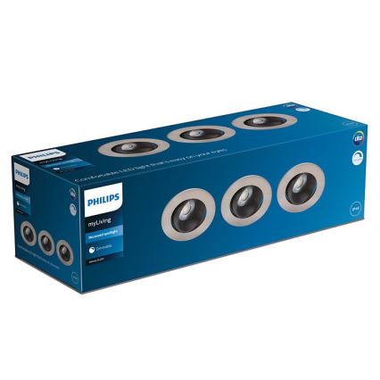 Philips - KOMPLEKTS 3x LED Aptumšojama vannas istabas iegremdējama lampa ABROSA LED/9W/230V IP44
