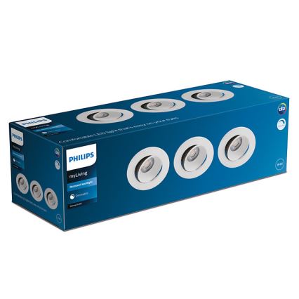Philips - KOMPLEKTS 3x LED Aptumšojama iegremdējama vannas istabas lampa ABROSA LED/9W/230V IP44