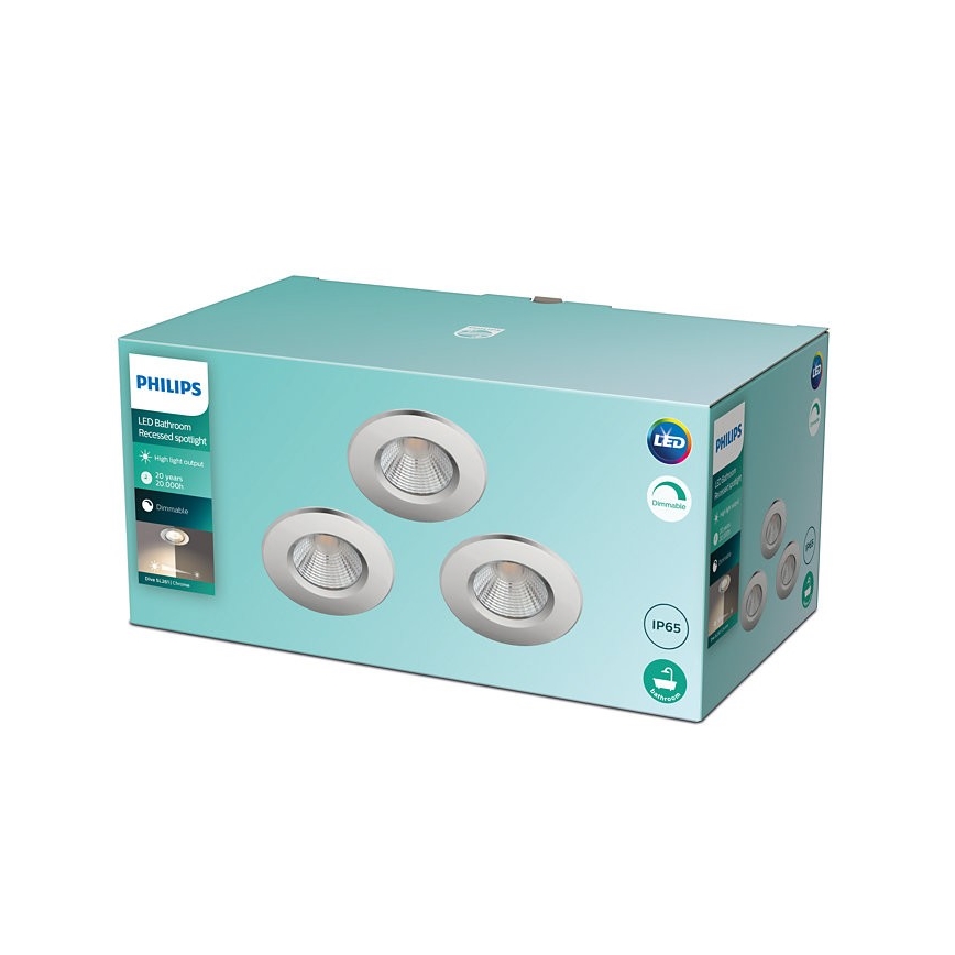 Philips - KOMPLEKTS 3x LED Aptumšojama vannas istabas lampa DIVE 1xLED/5,5W/230V IP65