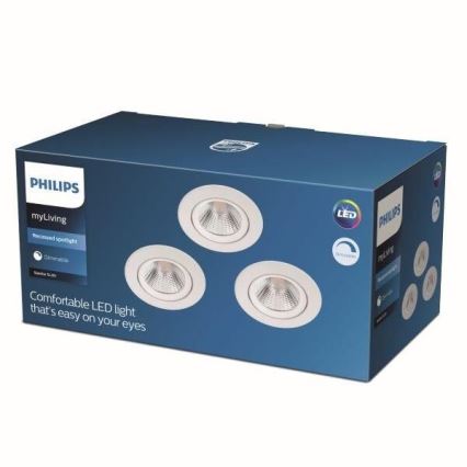 Philips - KOMPLEKTS 3x LED Aptumšojams iegremdējams gaismeklis LED/5,5W/230V 2700K