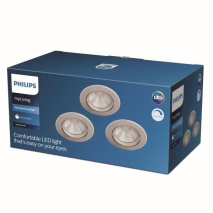 Philips - KOMPLEKTS 3x LED Aptumšojams iegremdējams gaismeklis LED/5,5W/230V 2700K