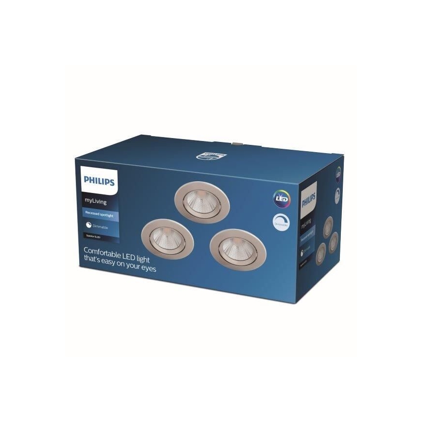 Philips - KOMPLEKTS 3x LED Aptumšojams iegremdējams gaismeklis LED/5,5W/230V 2700K