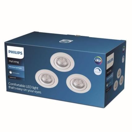 Philips - KOMPLEKTS 3x LED Aptumšojams iegremdējams gaismeklis LED/5W/230V 2700K