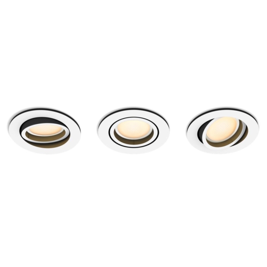 Philips - KOMPLEKTS 3x LED Aptumšojams iegremdēts gaismeklis Hue MILLISKIN 1xGU10/5,7W/230V 2200-6500K