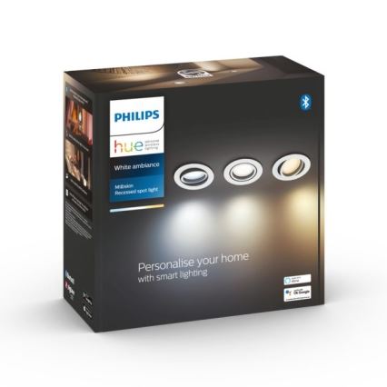 Philips - KOMPLEKTS 3x LED Aptumšojams iegremdēts gaismeklis Hue MILLISKIN 1xGU10/5,7W/230V 2200-6500K