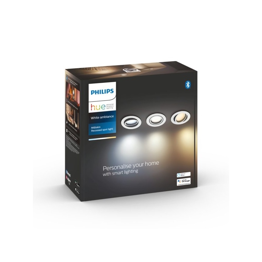 Philips - KOMPLEKTS 3x LED Aptumšojams iegremdēts gaismeklis Hue MILLISKIN 1xGU10/5,7W/230V 2200-6500K