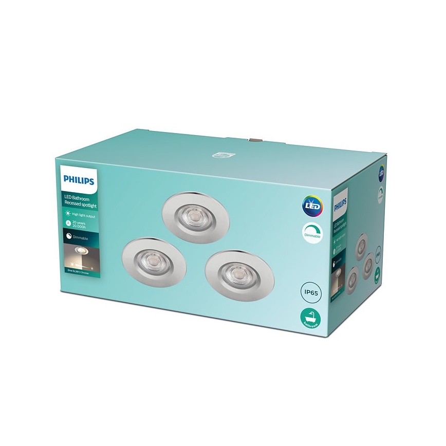 Philips - KOMPLEKTS 3x LED Aptumšojams vannas istabas gaismeklis DIVE LED/5W/230V IP65