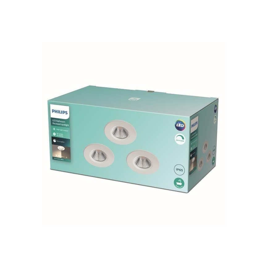 Philips - KOMPLEKTS 3x LED Aptumšojams vannas istabas gaismeklis LED/5,5W/230V 2700K IP65