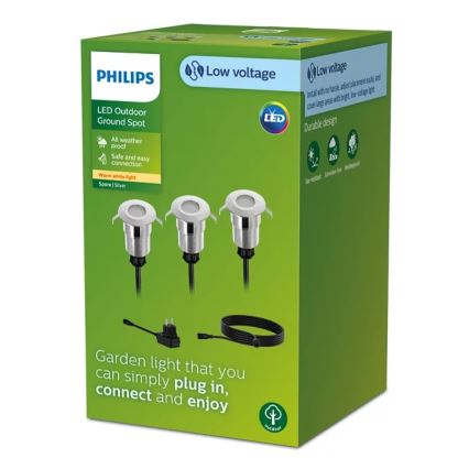 Philips - KOMPLEKTS 3x LED Āra iegremdējama lampa SPORE LED/1W/24/230V IP67