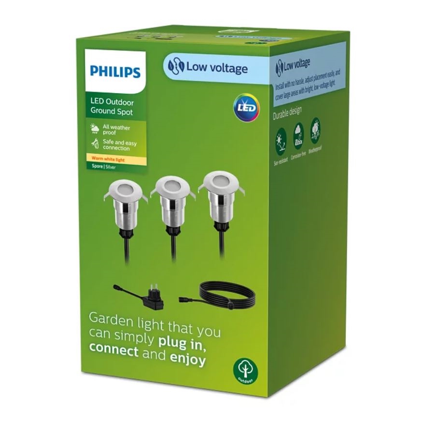 Philips - KOMPLEKTS 3x LED Āra iegremdējama lampa SPORE LED/1W/24/230V IP67