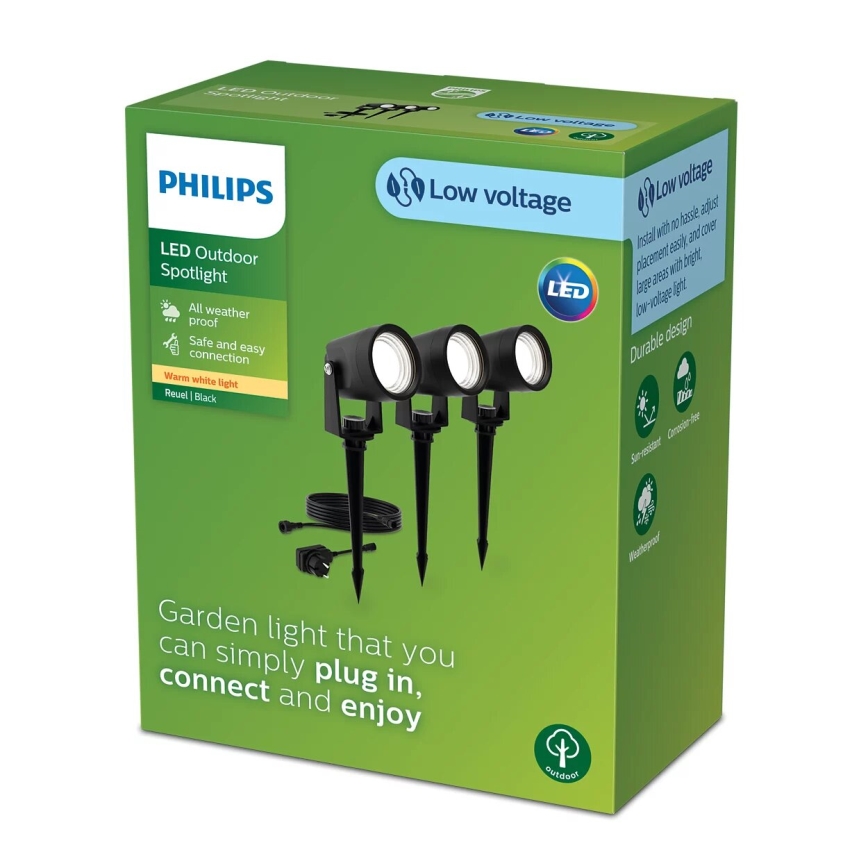 Philips - KOMPLEKTS 3x LED Āra lampa GARDENLINK REUEL LED/1,5W/230V 2700K IP44