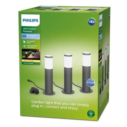 Philips - KOMPLEKTS 3x LED Āra lampa GARDENLINK LED/24W/230V 2700K IP44