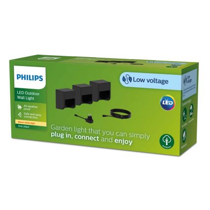Philips - KOMPLEKTS 3x LED Āra sienas lampa GRITS LED/1,5W/24/230V IP44