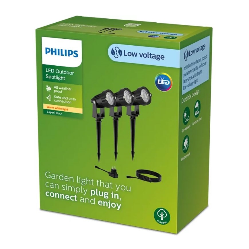 Philips - KOMPLEKTS 3x LED Āra starmetis CAPER LED/1,5W/24/230V IP44