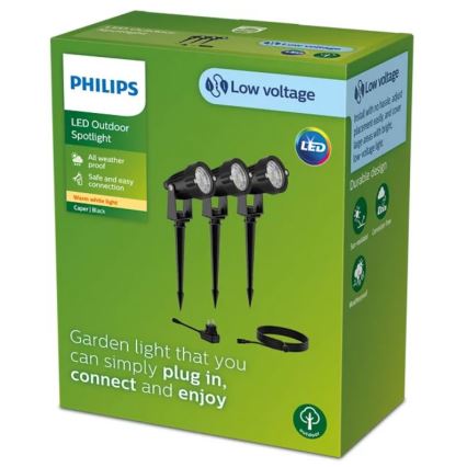 Philips - KOMPLEKTS 3x LED Āra starmetis CASPER LED/1,5W/24/230V IP44