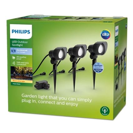 Philips -KOMPLEKTS 3x LED Āra starmetis LED/6W/230V 2700K IP44