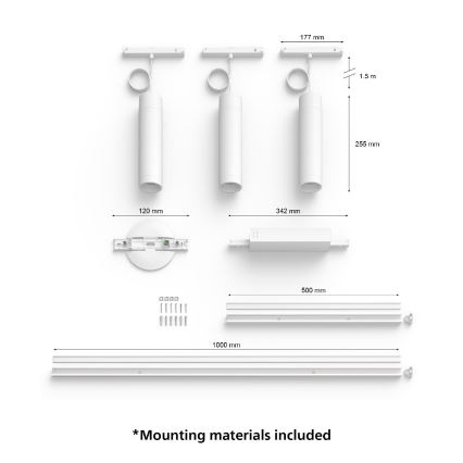 Philips - KOMPLEKTS 3x LED RGB Aptumšojama lustra ar auklu sliežu sistēmai Hue PERIFO LED RGB/15,6W/230V 2000-6500K