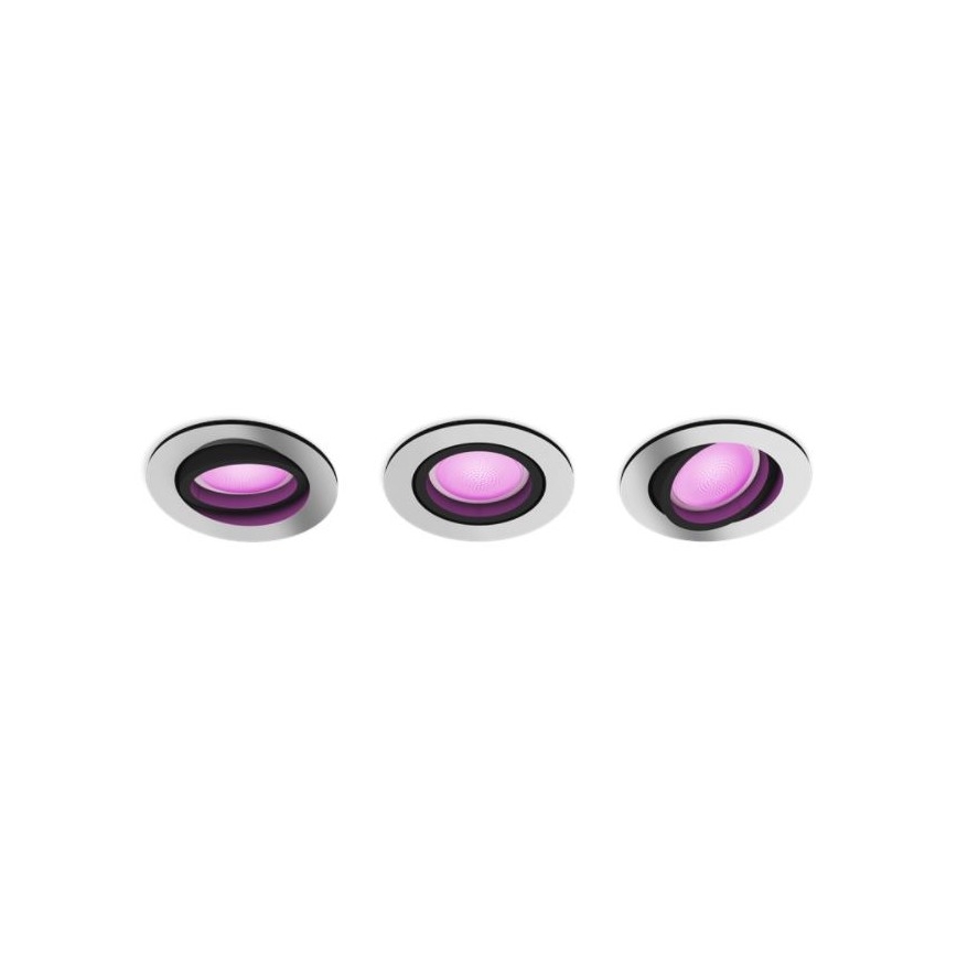 Philips - KOMPLEKTS 3x LED RGB Aptumšojams iegremdēts gaismeklis Hue CENTURA 1xGU10/5,7W/230V 2000-6500K