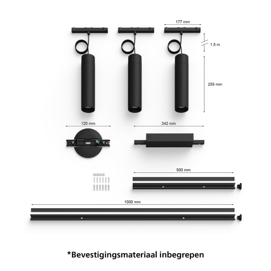 Philips - KOMPLEKTS 3x LED RGBW Aptumšojama lustra ar auklu sliežu sistēmai Hue PERIFO LED/15,6W/230V 2000-6500K